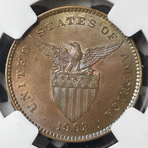 1903 U.S. Philippines 1 Centavo NGC Obverse Cleaned-UNC Details Lot#G8040