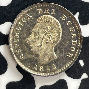 1912-Lima Ecuador 1/2 Decimo Lot#T7654 Silver! High Grade! Beautiful!