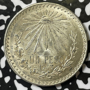 1943 Mexico 1 Peso Lot#E4996 Silver! High Grade! Beautiful!