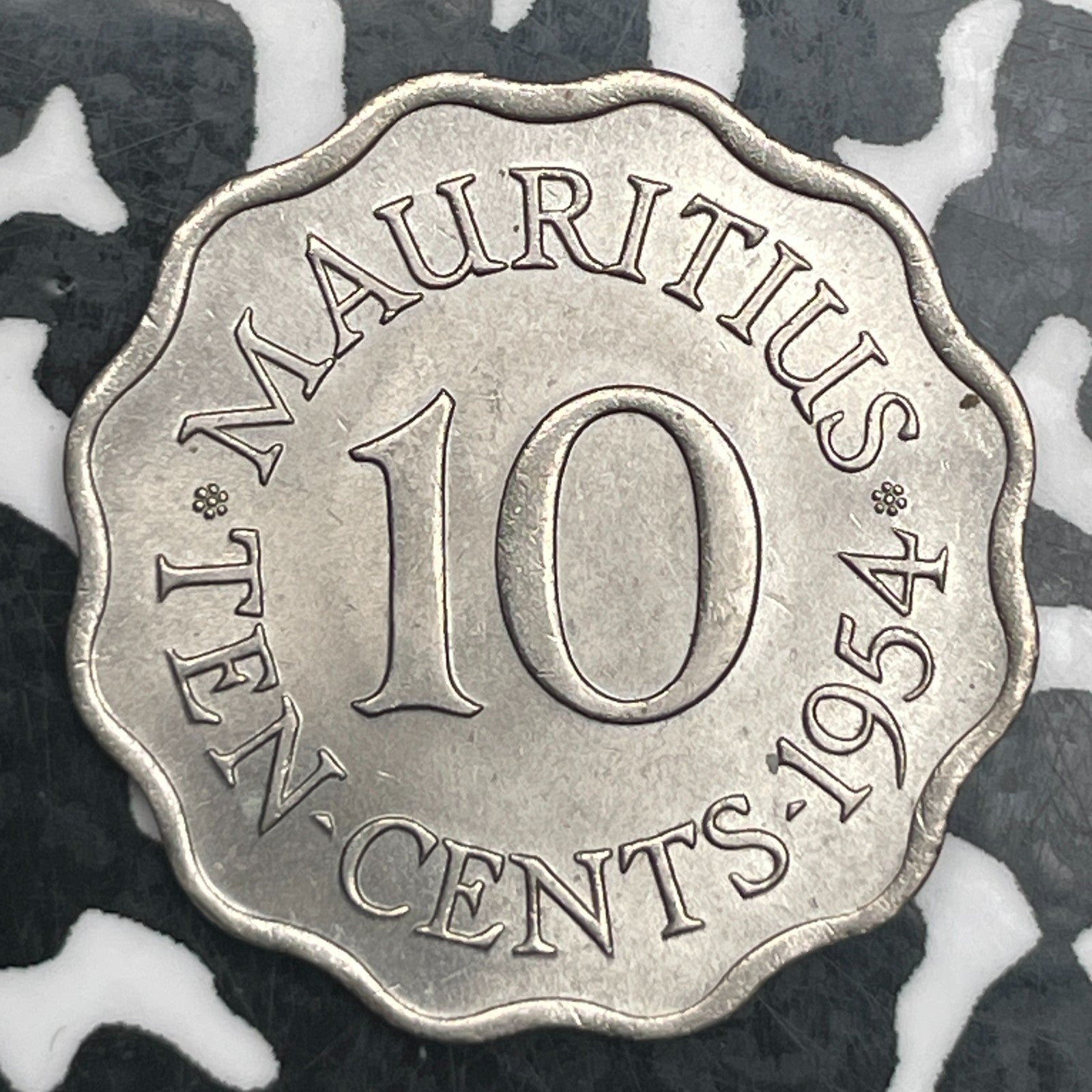 1954 Mauritius 10 Cents Lot#F7230 High Grade! Beautiful!