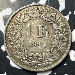 1914 Switzerland 1 Franc Lot#E8307 Silver!