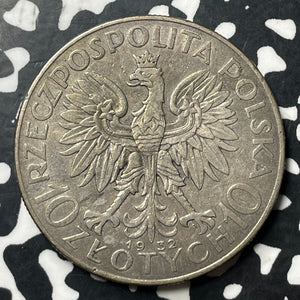 1932 Poland 10 Zlotych Lot#E7036 Silver! Y#22