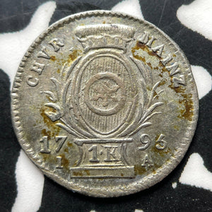 1795-IA Germany Mainz 1 Kreuzer Lot#JM8290 Silver! Nice!