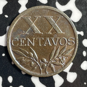 1944 Portugal 20 Centavos Lot#E1534 High Grade! Beautiful!