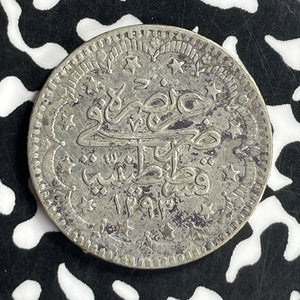 AH 1293 (1907) Turkey 5 Kurus Lot#T6773 Silver!