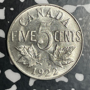 1922 Canada 5 Cents Lot#T3227 High Grade! Beautiful!