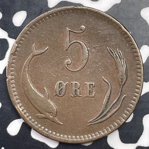 1875 Denmark 5 Ore Lot#C1417