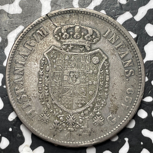 1818 Italy Naples 120 Grana Lot#JM7755 Large Silver Coin!