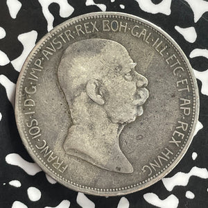 1908 Austria 5 Corona Lot#C0028 Large Silver Coin!