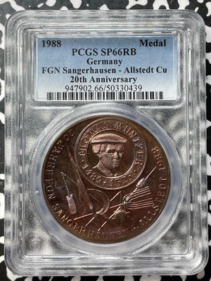 1988 Germany Sangerhausen FGN 20th Anniversary Medal PCGS SP66RB Lot#GV7675