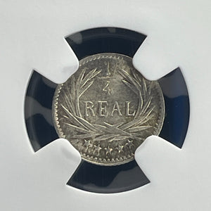 1896 Guatemala 1/4 Real NGC MS66 Lot#G823 Silver! Gem BU! Wreath Reverse