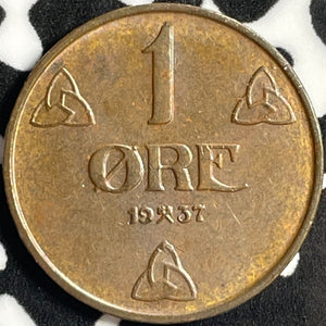 1937 Norway 1 Ore Lot#D9011 High Grade! Beautiful!