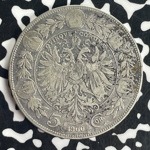 1900 Austria 5 Corona Lot#T8480 Large Silver Coin!