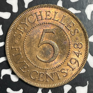 1948 Seychelles 5 Cents Lot#T2710 High Grade! Beautiful!