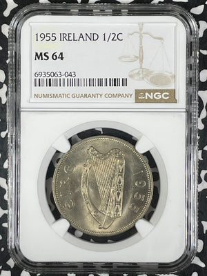 1955 Ireland 1/2 Crown NGC MS64 Lot#G020 Choice UNC!