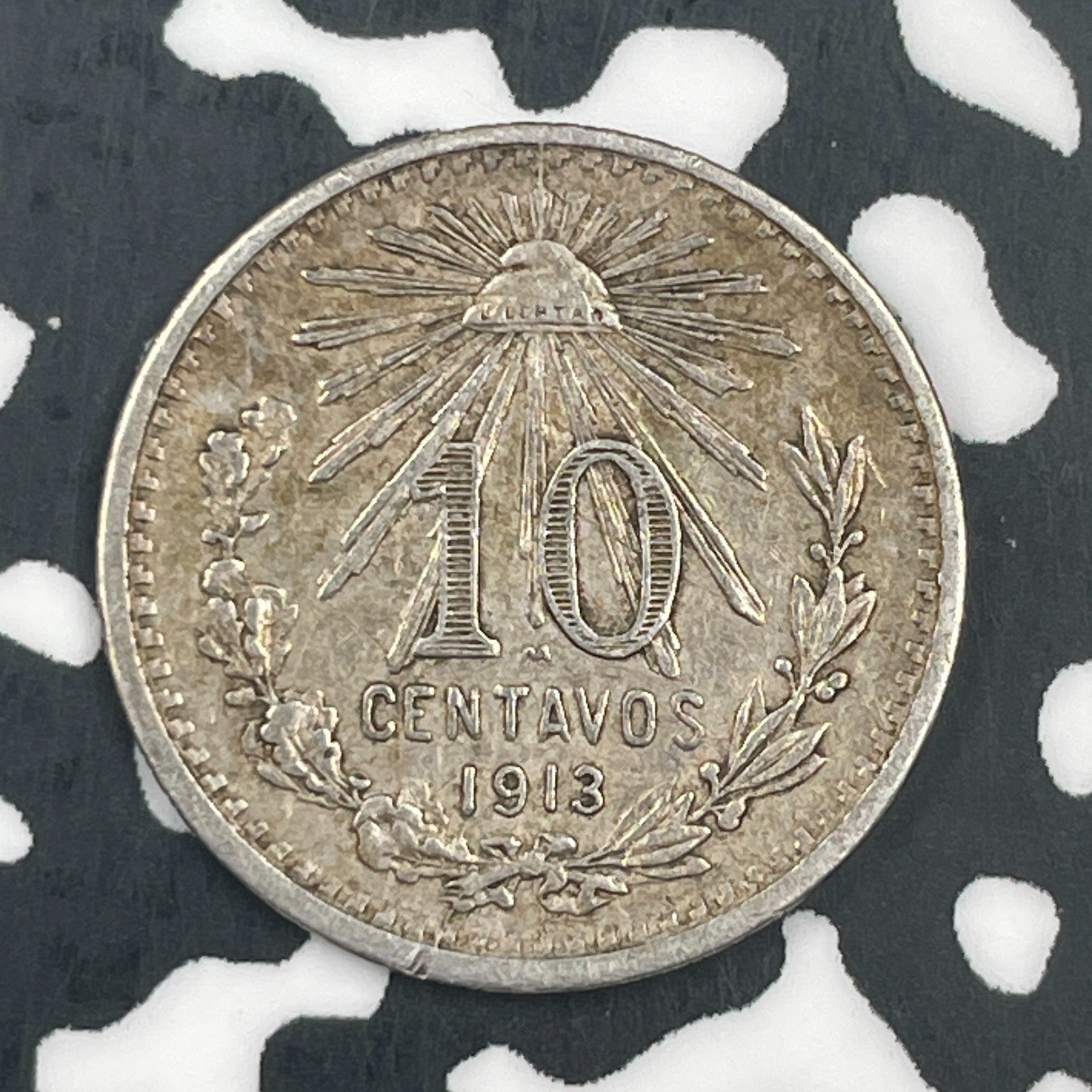 1913-M Mexico 10 Centavos Lot#F6272 Silver!