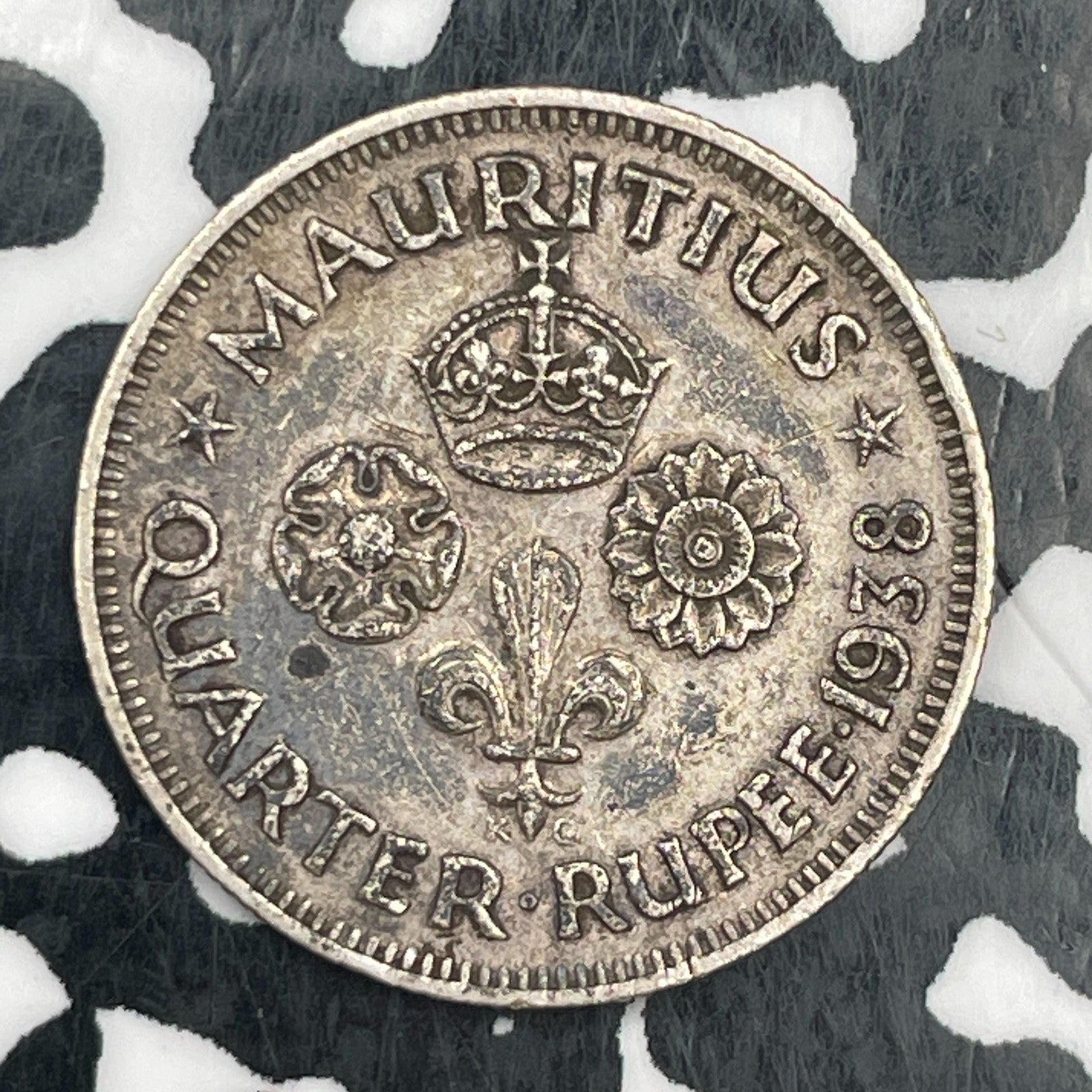 1938 Mauritius 1/4 Rupee Lot#F9292 Silver!