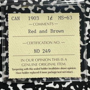 1903 Canada Large Cent ICCS MS63RB Lot#OV1593 Choice UNC!