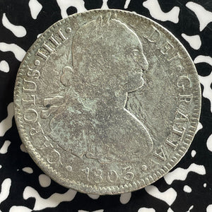 1803-Mo FT Mexico 8 Reales Lot#JM0136 Large Silver! Corrosion Removed