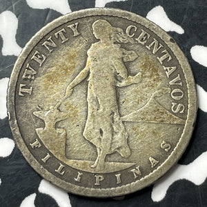 1916-S U.S. Philippines 20 Centavos Lot#E8106 Silver!