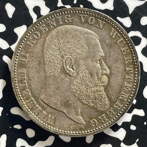 1913-F Germany Wurttemberg 5 Mark Lot#JM0139 Large Silver! Nice!