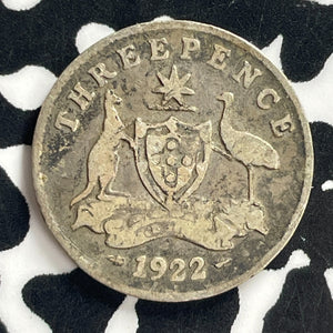 1922 Australia 3 Pence Threepence Lot#C0752 Silver!