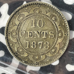 1873 Newfoundland 10 Cents ICCS F12 Lot#OV1488 Silver! Obverse 2