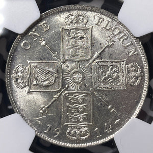 1914 Great Britain 1 Florin NGGC MS62 Lot#G9594 Silver! Nice UNC!