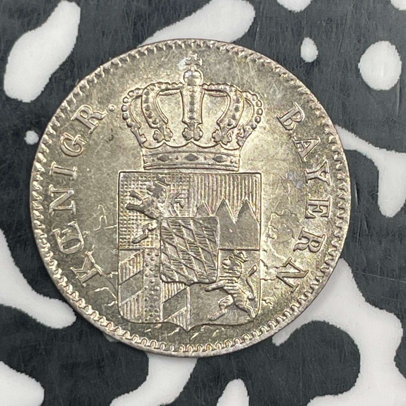 1852 Germany Bavaria 1 Kreuzer Lot#N0740 Silver! High Grade! Beautiful!