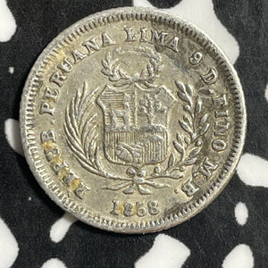 1858 Peru-Lima 1/2 Real Half Real Lot#E5071 Silver!