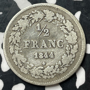 1844 Belgium 1/2 Franc Half Franc Lot#E6735 Silver!