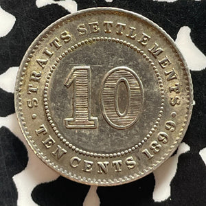 1899 Straits Settlements 10 Cents Lot#JM9393 Silver! High Grade! Beautiful!