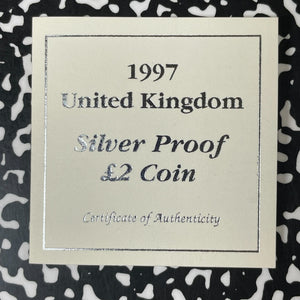 1997 Great Britain £2 Pounds Lot#B2510 Silver! Proof! With Box & C.O.A