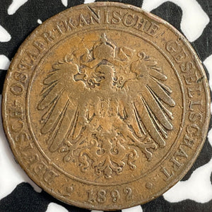 1892 German East Africa 1 Pesa Lot#D8527