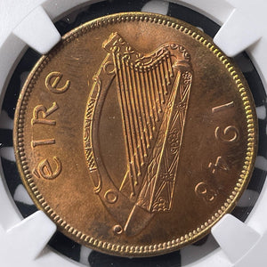 1948 Ireland 1 Penny NGC MS64RB Lot#G8946 Choice UNC!