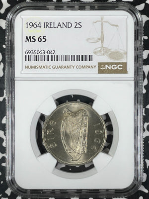 1964 Ireland 1 Florin NGC MS65 Lot#G019 Gem BU!