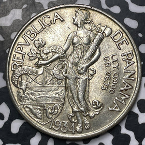 1934 Panama 1 Balboa Lot#JM8300 Large Silver! Nice!