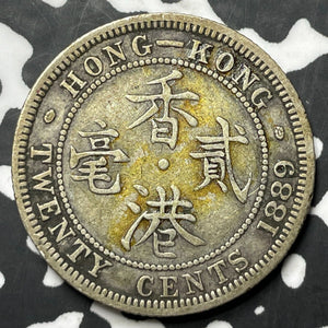 1889 Hong Kong 20 Cents Lot#JM8076 Silver! Scarce!