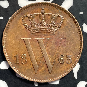 1863 Netherlands 1 Cent Lot#E9850 High Grade! Beautiful!