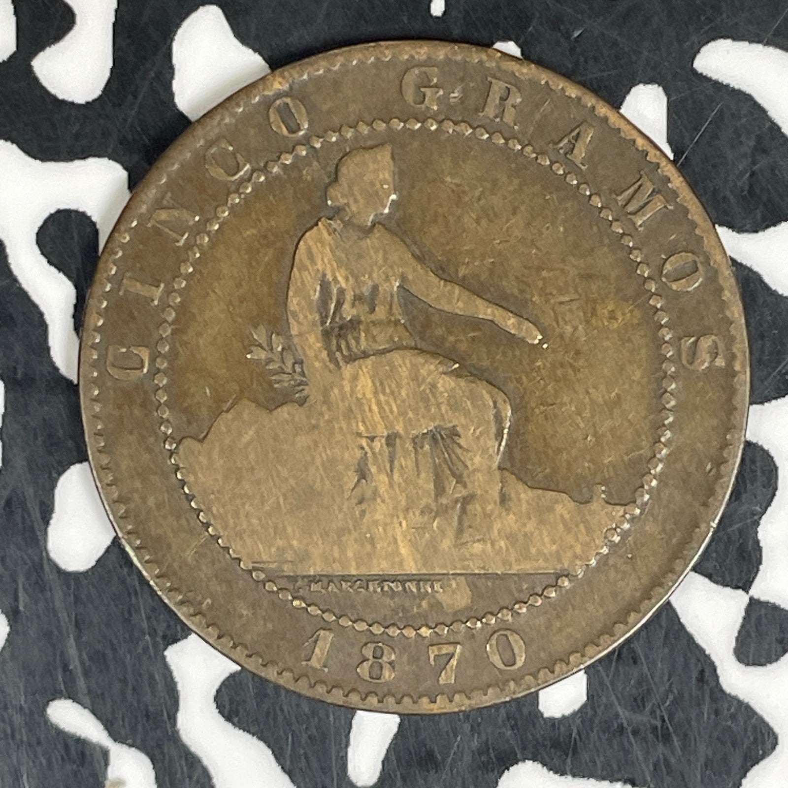 1870-OM Spain 5 Centimos Lot#C5996