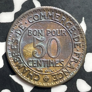 1925 France 50 Centimes Lot#T1430 High Grade! Beautiful Toning!