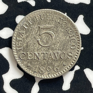 1896 Puerto Rico 5 Centavos Lot#JM0141 Silver! Nice!