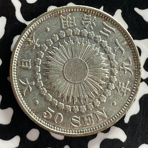 (1906) Japan 50 Sen Lot#T7502 Silver! Cleaned