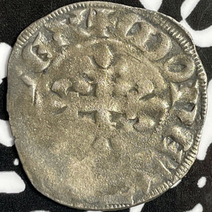 (1322-1328) France Charles IV Double Parisis Lot#D6948 Silver! ROB.-2664