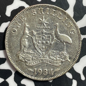 1934 Australia 1 Shilling Lot#T1555 Silver! Better Date, Scratches