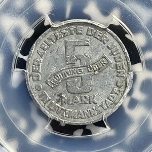 1943 Poland Lodz Ghetto 5 Mark PCGS AU55 Lot#G1020 KM#Tn2