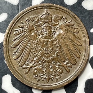 1891-F Germany 1 Pfennig Lot#E7131 Nice! Key Date!