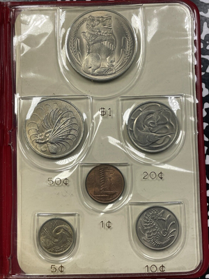 1967 Singapore 6x Coin Mint Set Lot#B2182 With Case & C.O.A.