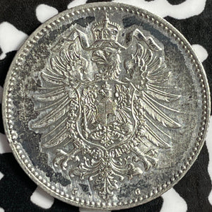 1875-G Germany 1 Mark Lot#D8869 Silver! Beautiful Detail, Old Cleaning