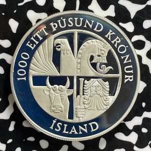 1974 Iceland 1000 Kronur Lot#JM0225 Large Silver! Proof!